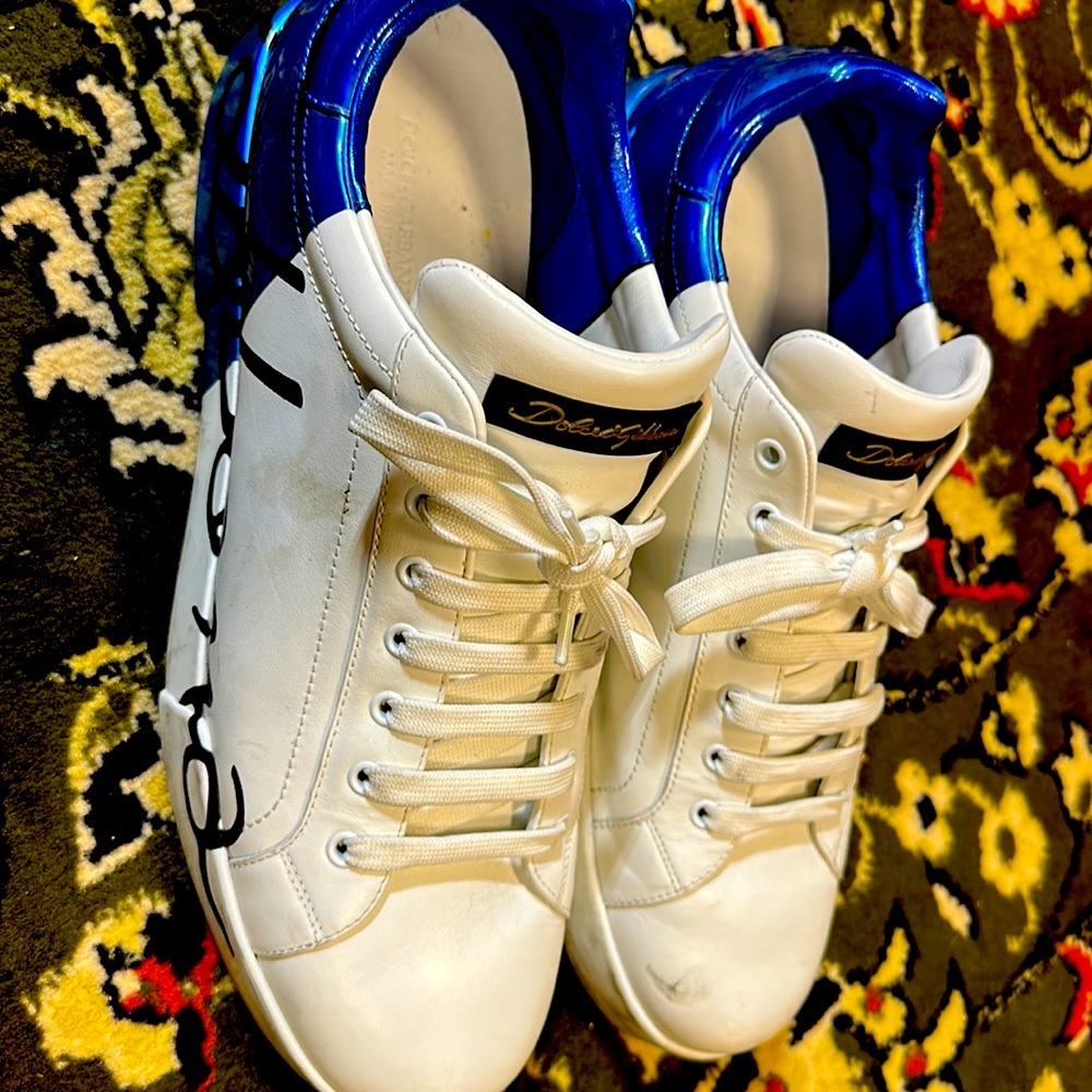 Dolce & Gabbana Mens Sneakers-blue and white